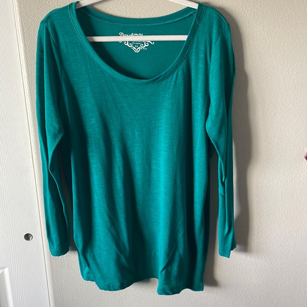 Dark teal green long sleeved woman’s shirt 1X